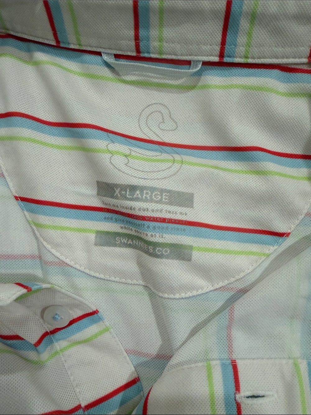 Annie White Polo with Red, Blue & Green Stripes - Picture 2 of 3